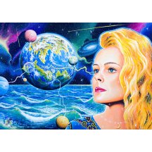 Anastasia & Universe, framed canvas print