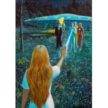 Anastasia & aliens, framed canvas print