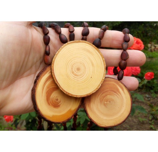 Cedar pendant on cedar nuts (XL)